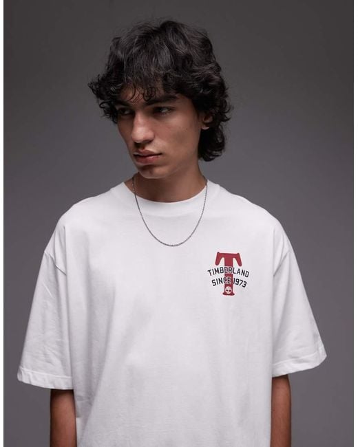 Camiseta Blanca Extragrande Con Estampado En La Espalda Big T De Timberland de color White
