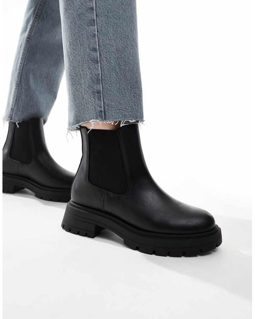 Asos Design Wide Fit Black Adjust Chunky Chelsea Boots