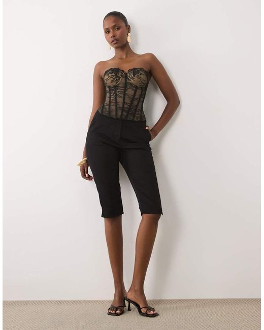 River Island Black Lace Detail Corset Top