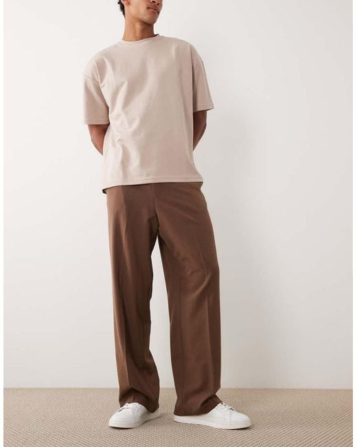 ASOS Brown Flexmaxtm Smart Wide Leg Pants for men