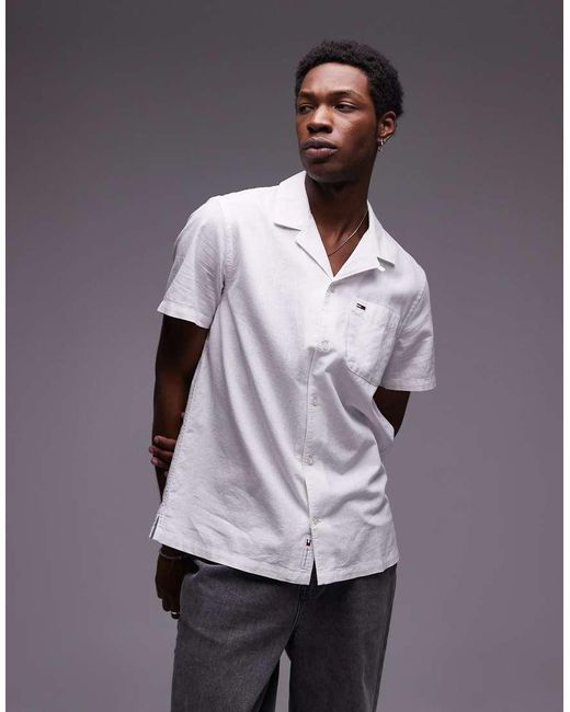 Camisa Blanco Hueso Con Botones De Lino De Tommy Hilfiger de hombre de color Purple
