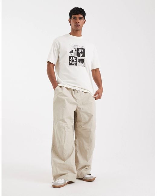 ASOS White Relaxed T-shirt With Abstract Floral Graphics for men