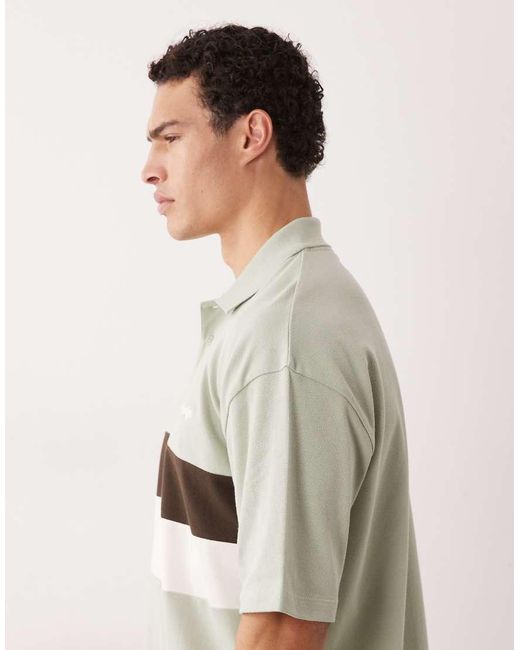 ASOS Green Heavyweight Oversized Stripe Polo for men
