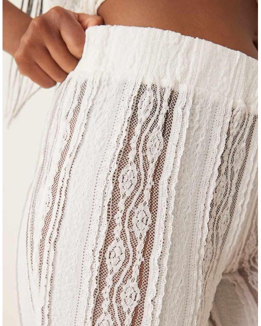 ASOS Natural Extreme Flare Textured Straight Leg Trouser