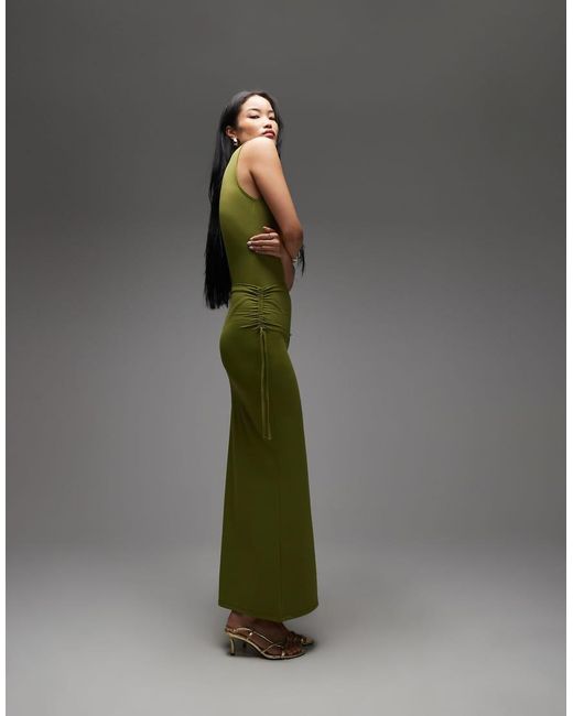 ASOS Maxirok Van Glad Polyamide Met Gerimpelde Taille in het Green
