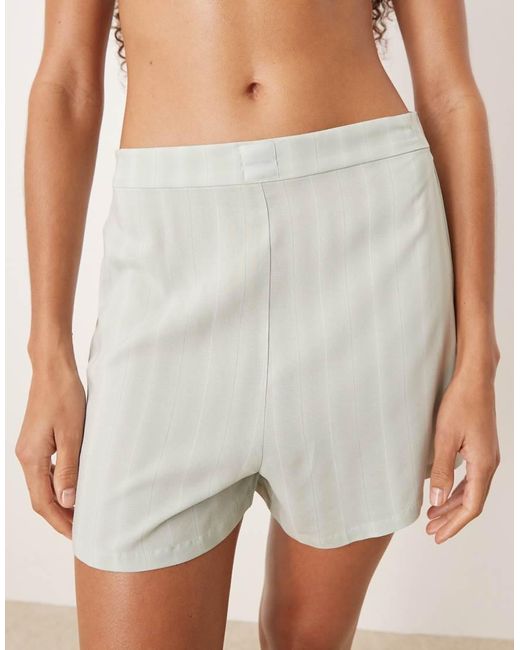 Pantalones Cortos De Pijama Salvia A Rayas De -Gris Calvin Klein de color White