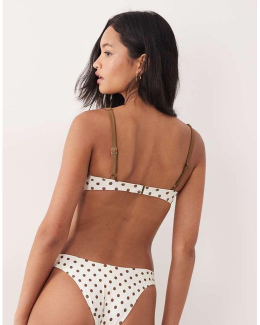 Free Society White Polka Dot High Leg Bikini Bottom