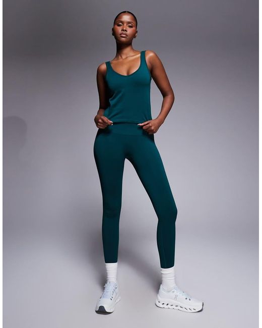 4505 Blue Seamless V Neck Vest With Inner Bra