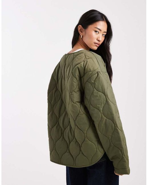 Vero Moda Green Tie Front Quilted Jacket