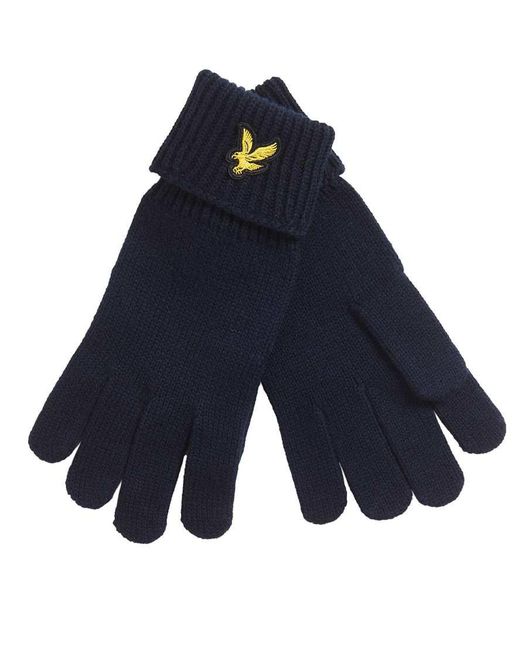 Lyle & Scott Blue Gloves Cotton Merino Gloves for men