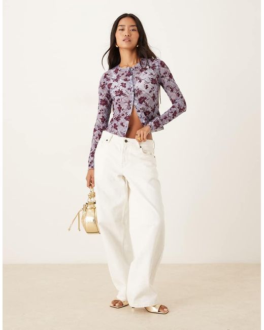 Motel Purple Kahula Long Sleeve Lotus Flock Top