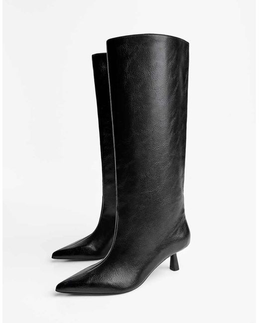Bershka Black Kitten Heel Boots