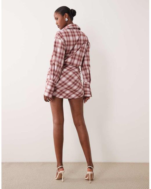 Noughts & Kisses Pink Button Up Shirt Asymmetric Hem Mini Dress