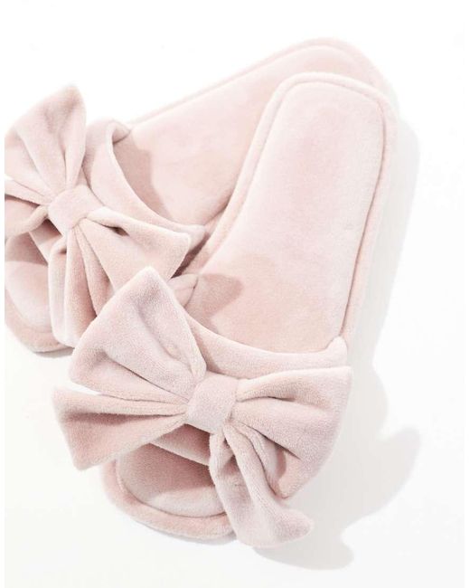 Pantuflas Rosas Estilo Mules Con Detalle De Lazos Zada De ASOS de color Pink