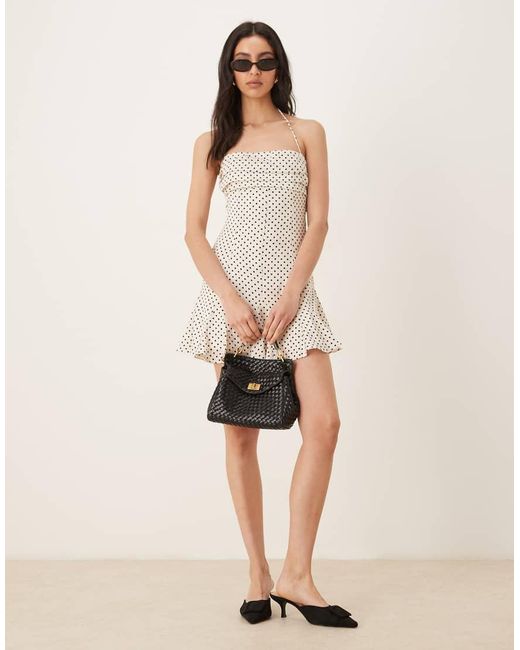 Nia Natural Cahuenga Polka Dot Ruffle Edged Mini Dress