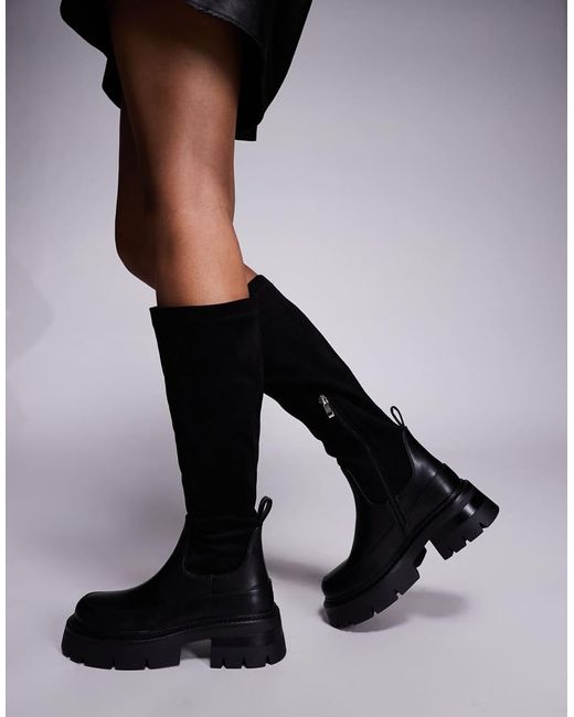 SIMMI Black Simmi London Chorley Knee Boots With Chunky Sole