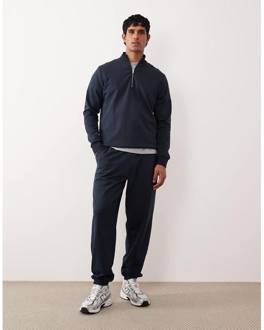 ASOS Blue Co-ord Quarter Zip Sweatshirt for men