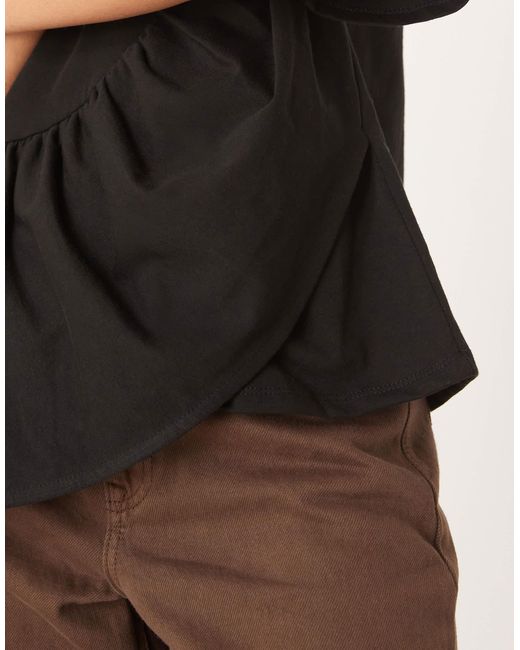 ASOS Black Boxy Tee With Asymmetric Peplum Hem