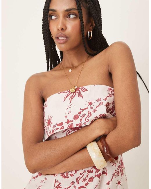 Vestido Corto Con Y Escote Palabra De Honor Plegado De -Sin Color ASOS de color Pink
