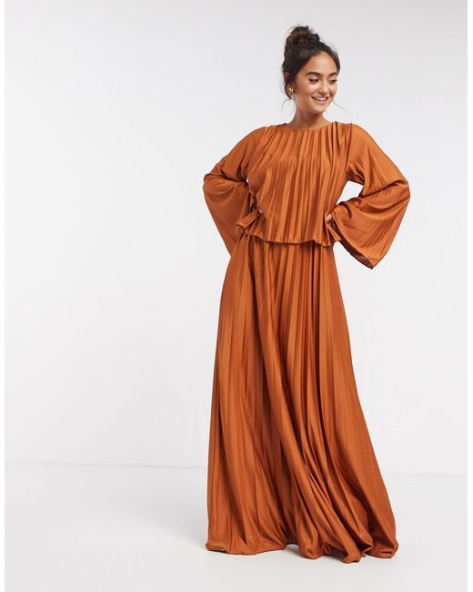 ASOS Double Layer Cape Pleated Maxi Dress | Lyst