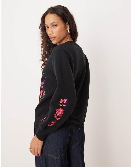 Lovedrobe Blue Floral Embroidery Cardigan