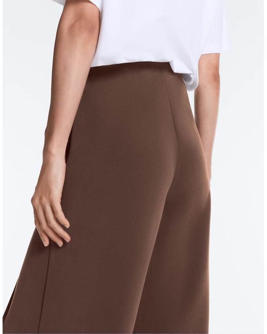 Oysho White Straight-Leg Trousers With Soft-Touch Modal And Piping