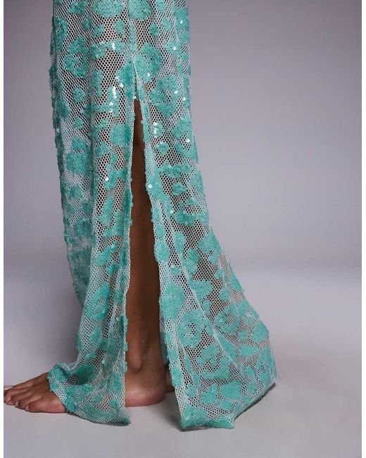 South Beach Blue Sequined Beach Maxi Skirt