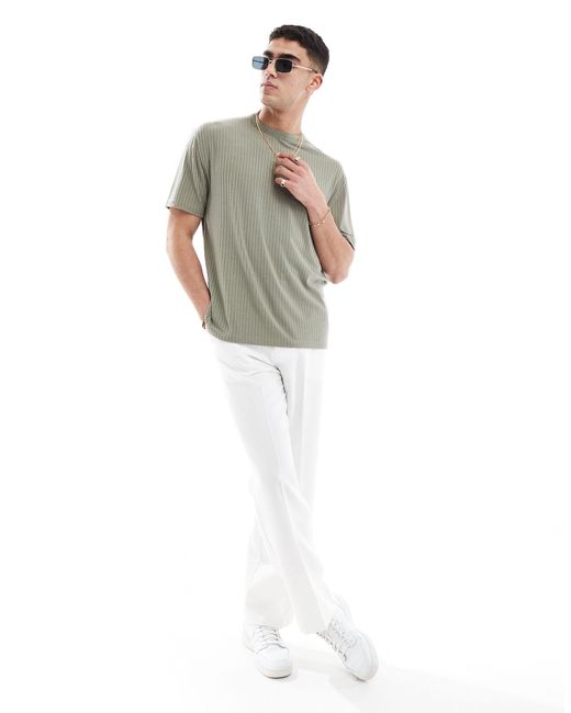 T-shirt côtelé décontracté ASOS pour homme en coloris Gray