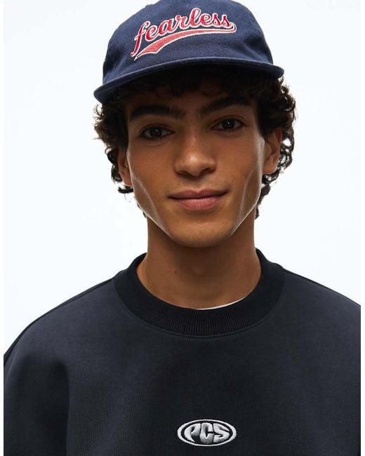 Bershka Blue Boxy Crew Neck Sweatshirt for men