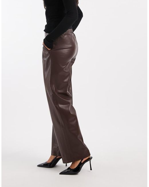 ONLY Black Wide Leg Faux Leather Trousers
