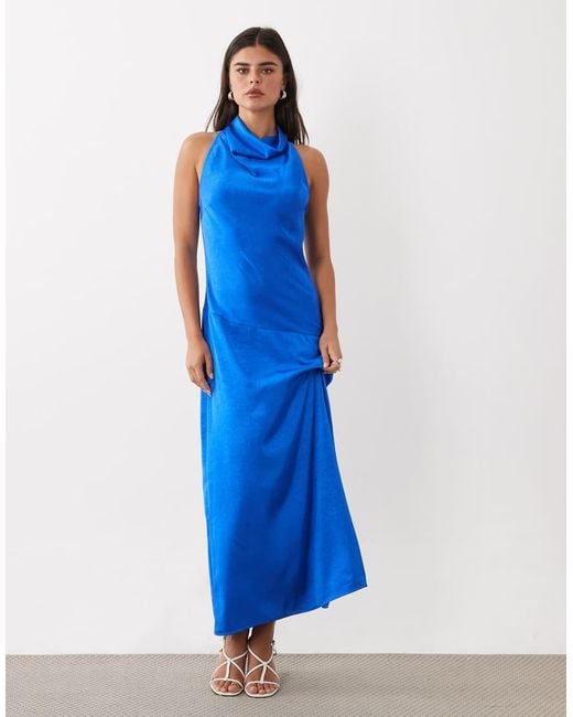 ASOS Blue Cowl Halter Midaxi Dress