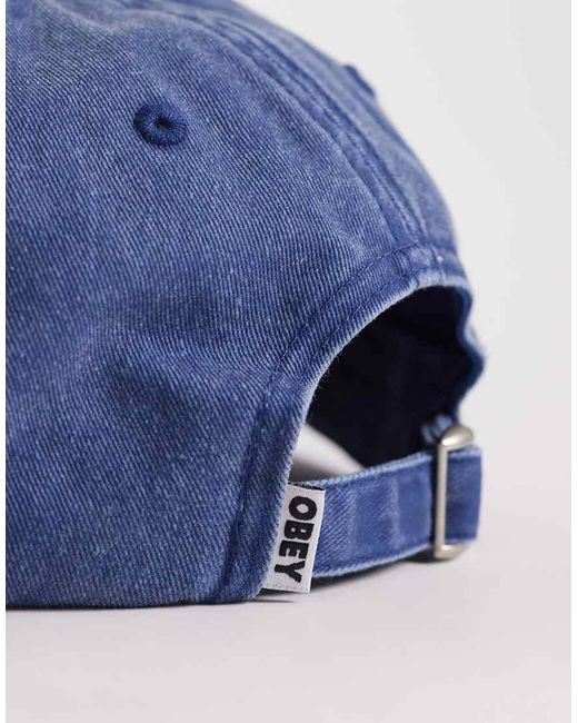 Obey Blue Pigment Bold Logo Six Panel Strapback Cap