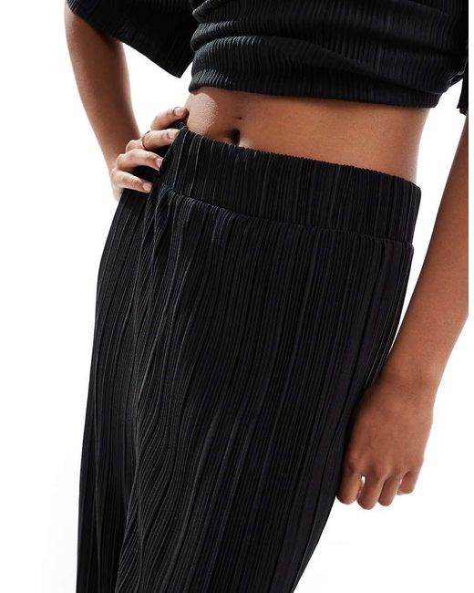 ONLY Black Plisse Wide Leg Trousers Co-ord