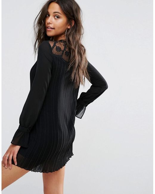 Boohoo Lace Sleeve Smock Dress Black | spree.co.za | spree.co.za
