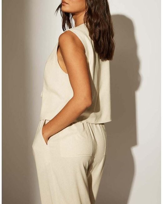 South Beach Natural Linen Blend Tie Front Waistcoat