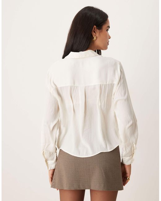 Aware Natural Utility Style Long Sleeve Shirt With Fold Up Cuff Detail