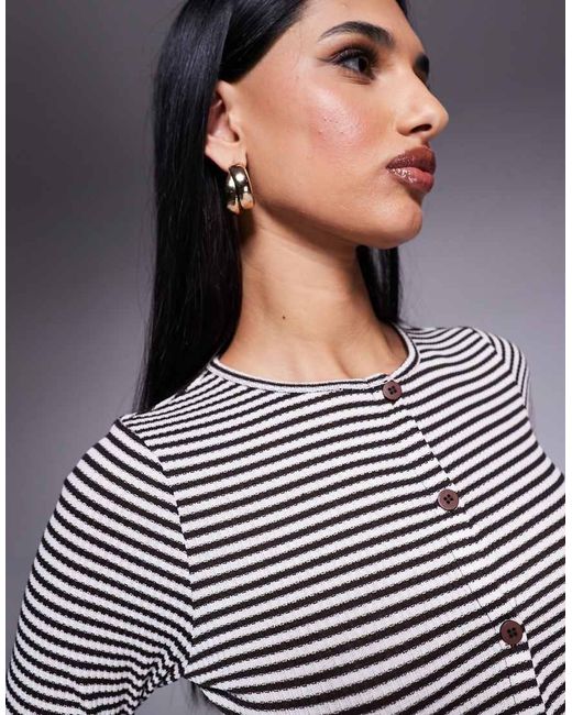 Cárdigan A Rayas Blancas Y Negras Con Cuello Redondo De (Parte De Un Conjunto) ASOS de color Gray