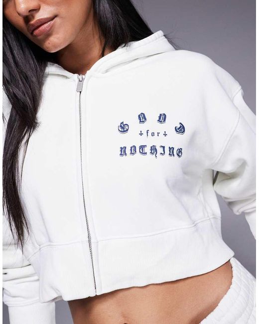 Good For Nothing White Spray Effect Relaxed Zip Through Hoodie