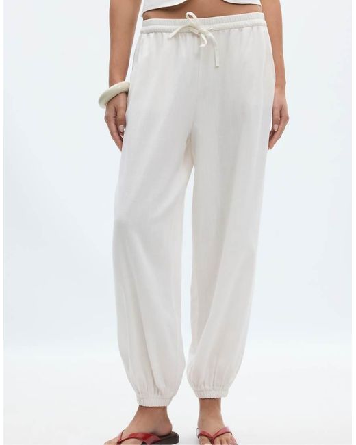 Stradivarius White Linen-effect Sarouel Trousers