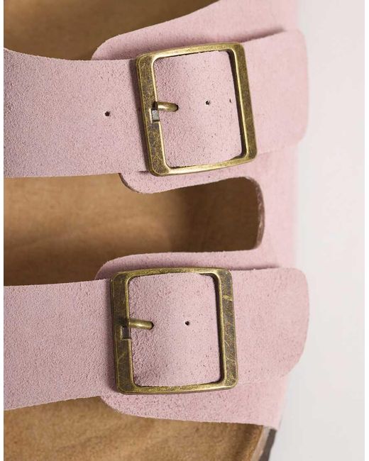 ASOS Pink Two Strap Sandals With Cork Sole for men