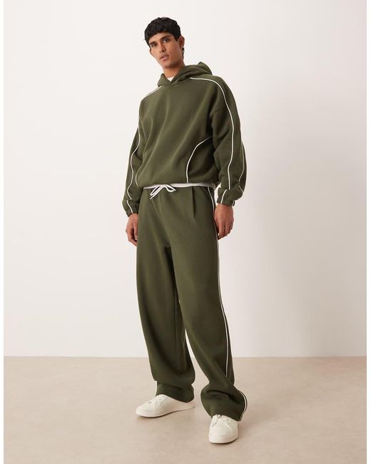 ASOS Green Co-ord Super baggy jogger With Side Piping for men
