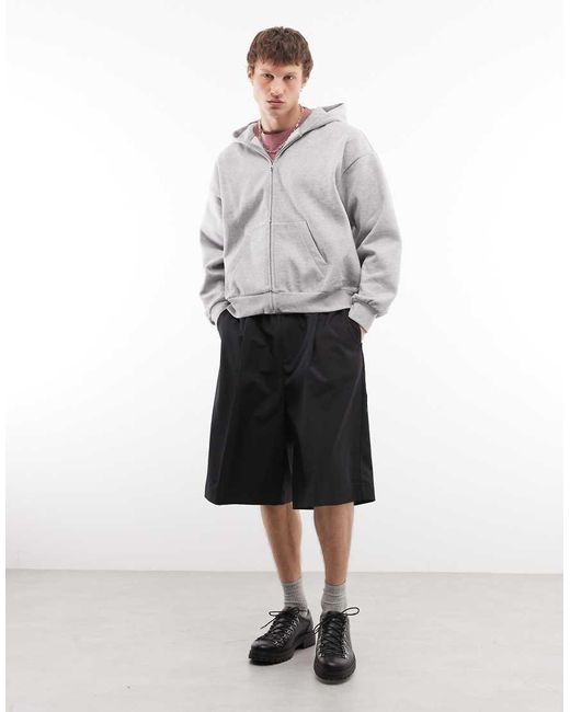 Weekday White Oversized Zip-through Hoodie for men