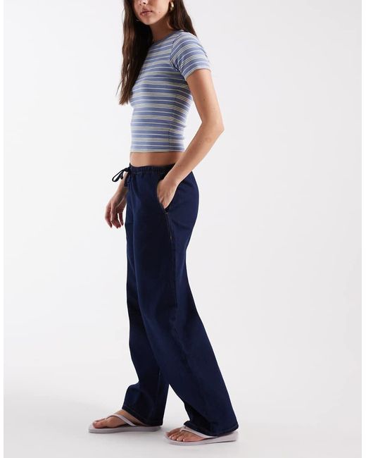 ASOS Blue Pull On Barrel Leg Jeans