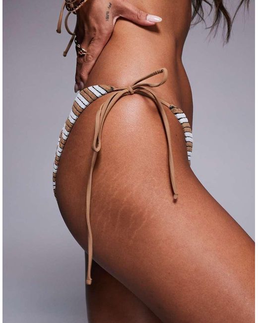 ASOS Brown Eva Towelling Tie Side Bikini Bottom