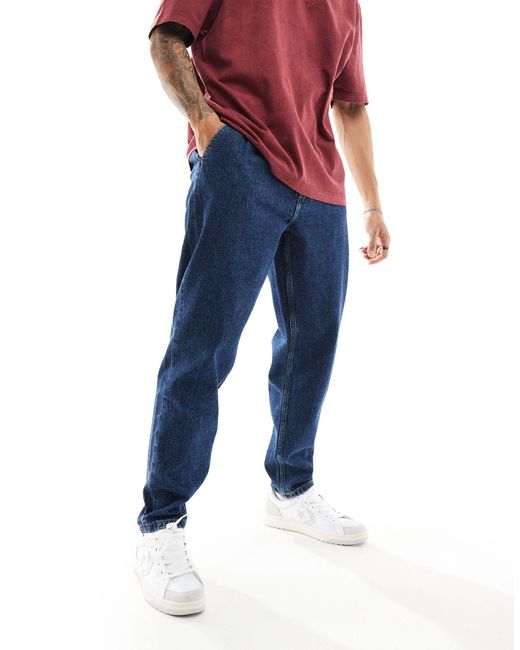 Jeans con doppia piega lavaggio scuro di ASOS in Red da Uomo