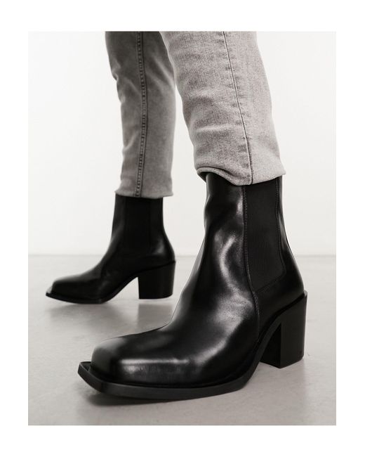 Walk London Black Nola Cuban Heeled Boots for men