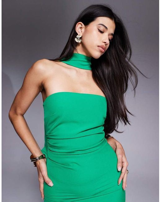 Vesper Green Strapless Maxi Dress With Scarf