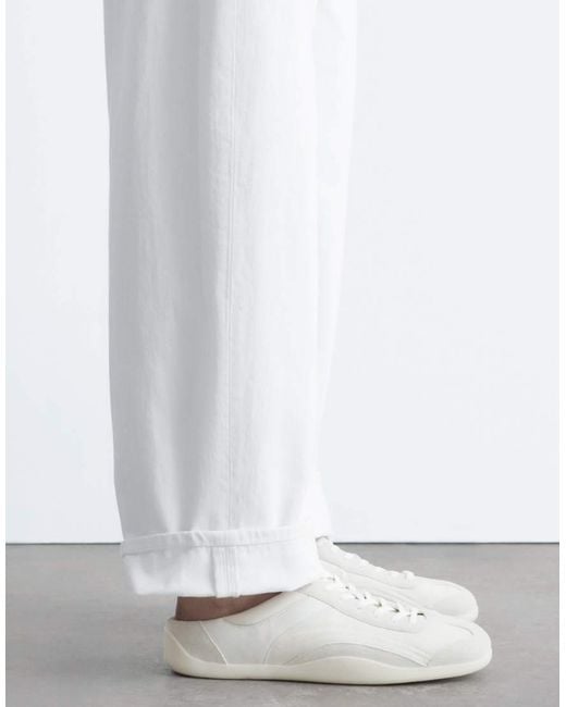 & Other Stories White Real Leather Mule Sneaker With Real Suede Trims