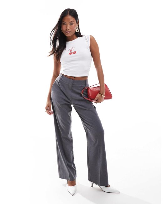 ASOS Blue Asos Design Petite Tailored Slim Straight Trousers