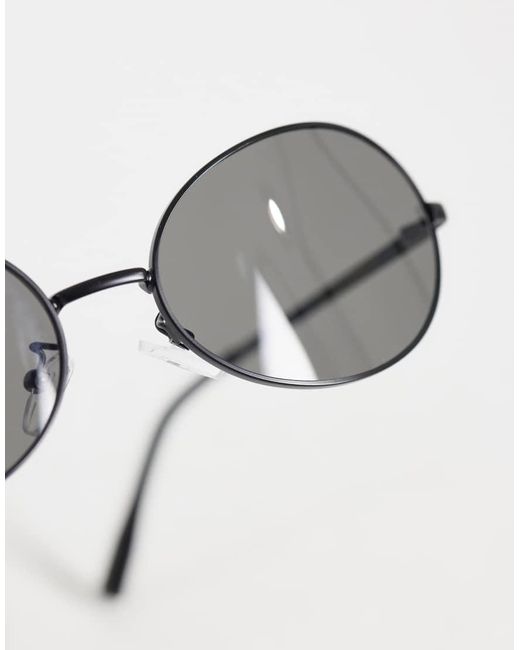 Mango Black Oval Metal Frame Sunglasses